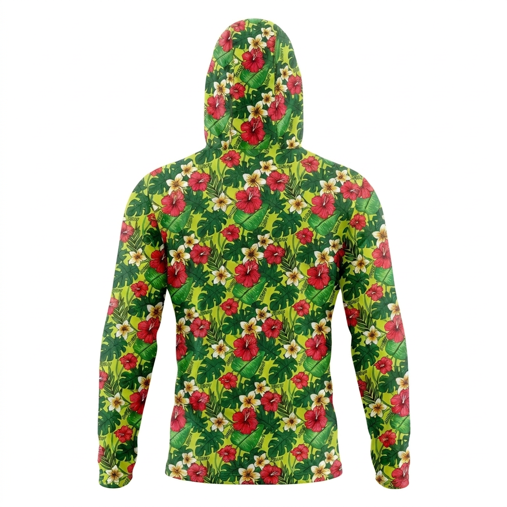 Women's Hawaiian Hydro Hoodie-Ekolu Pua Print, Lotus Rec Fabric