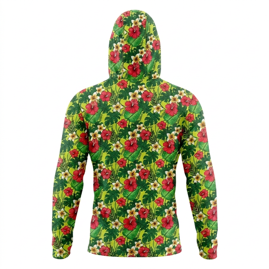 Men's Hawaiian Hydro Hoodie - Ekolu Pua Print