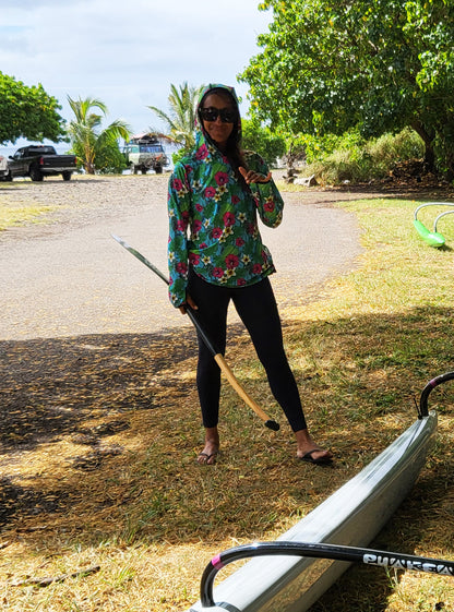New! Women's Hawaiian Hydro Hoodie -  Ekolu Pua Print Lotus Rec