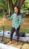 New! Women's Hawaiian Hydro Hoodie -  Ekolu Pua Print Lotus Rec