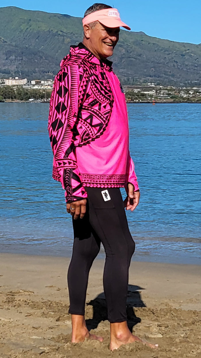 New! Men's Hawaiian Hydro Hoodie - Tribal Tattoo Print