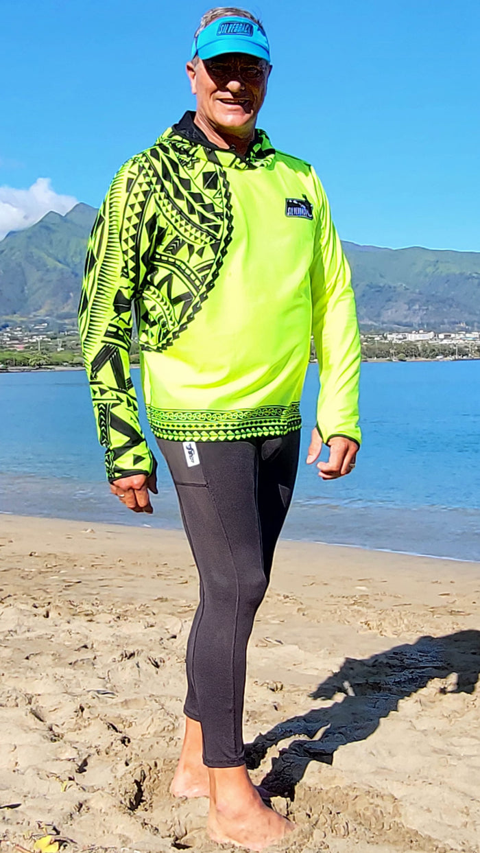 New! Men's Hawaiian Hydro Hoodie - Tribal Tattoo Print