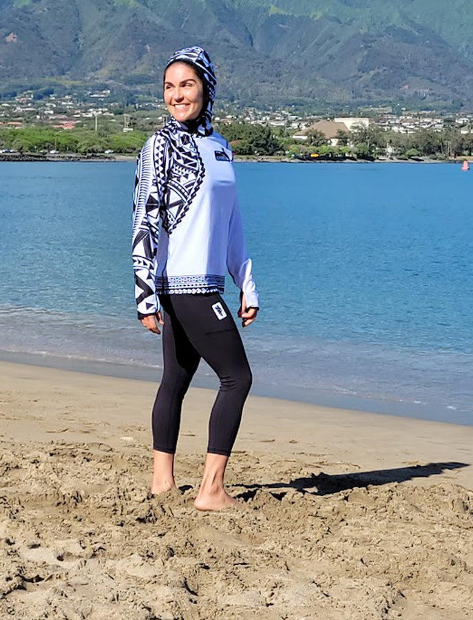 Women's Hawaiian Hydro Hoodie - Tribal Tattoo Print